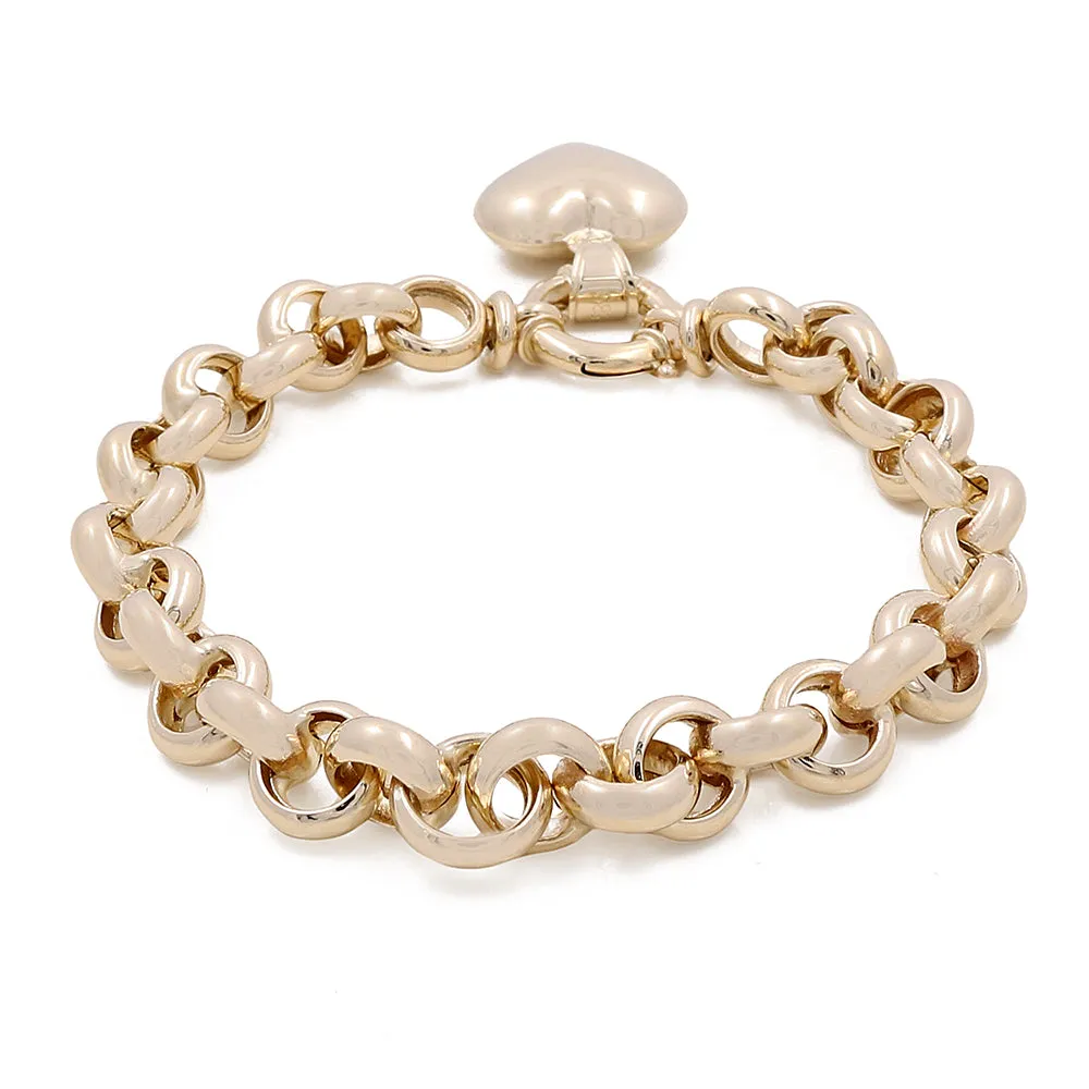 14K Yellow Gold Heart Link Bracelet