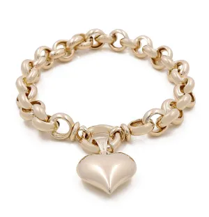 14K Yellow Gold Heart Link Bracelet