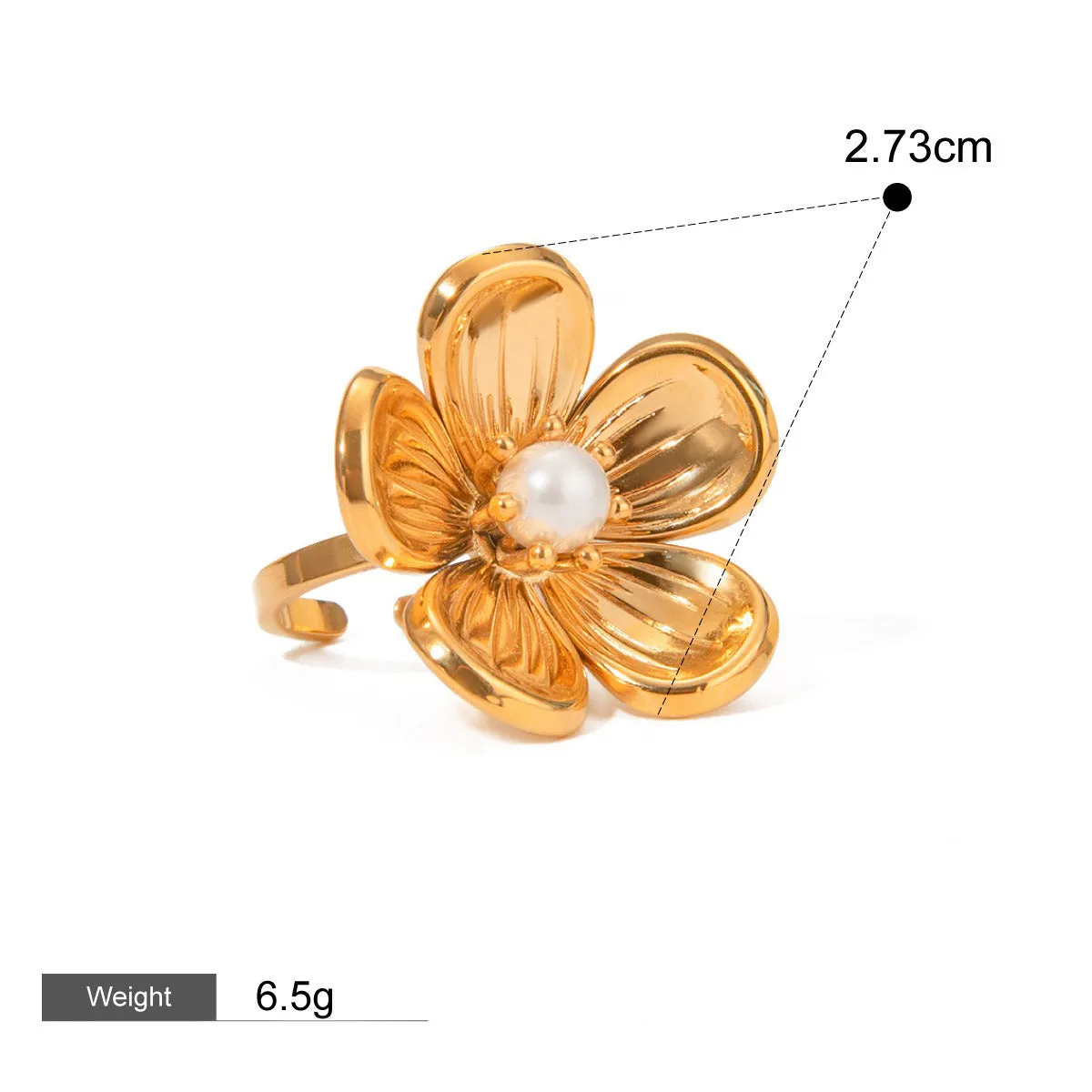 18K gold flower-shaped design luxury necklace, bracelet, earrings and ring set