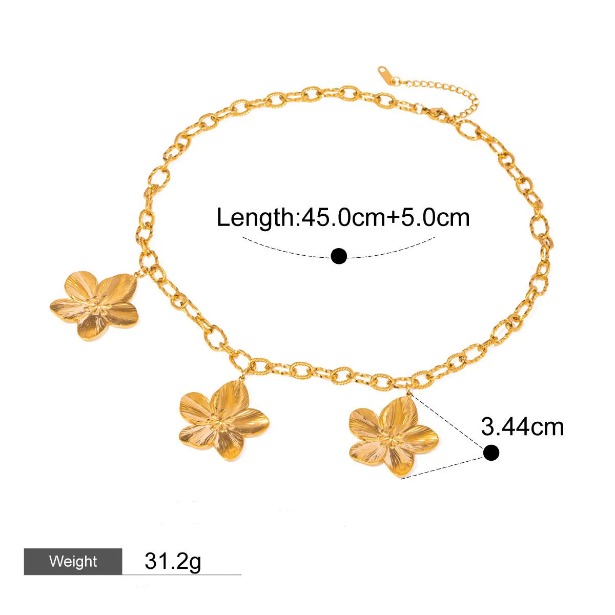 18K gold flower-shaped design luxury necklace, bracelet, earrings and ring set
