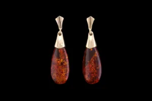 9ct Yellow Gold Amber Drop Earrings