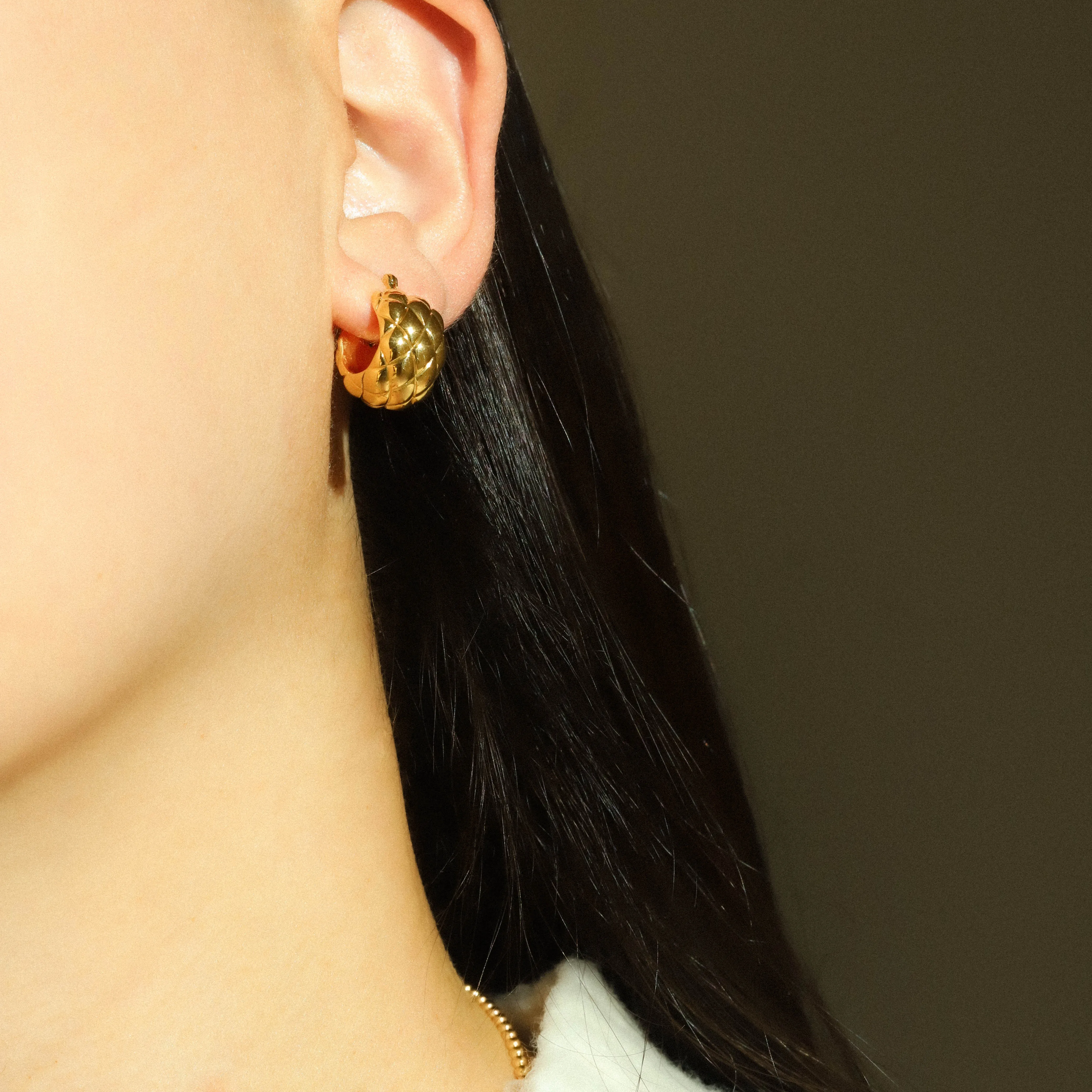 Amber Hoops - 14K Gold
