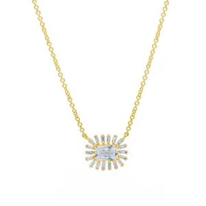 BAGUETTE DIAMOND AND TOPAZ NECKLACE