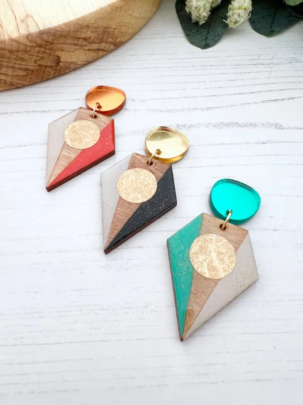 Big Colourful Geometric Earrings in 3 Styles