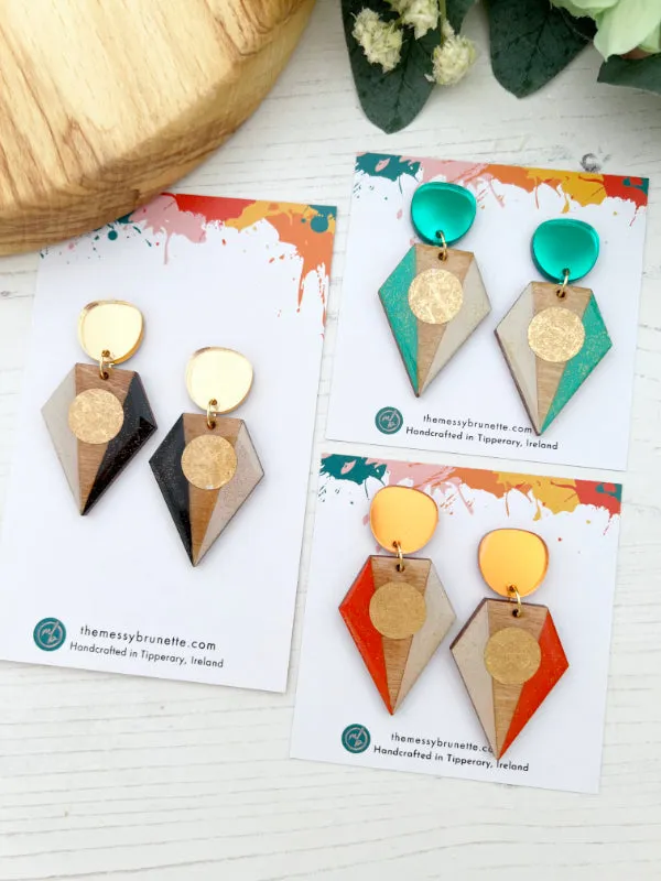 Big Colourful Geometric Earrings in 3 Styles