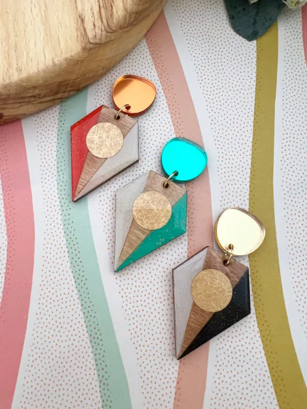 Big Colourful Geometric Earrings in 3 Styles