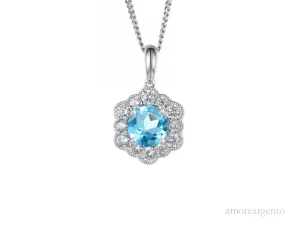 Blue Topaz Cluster Vintage Necklace