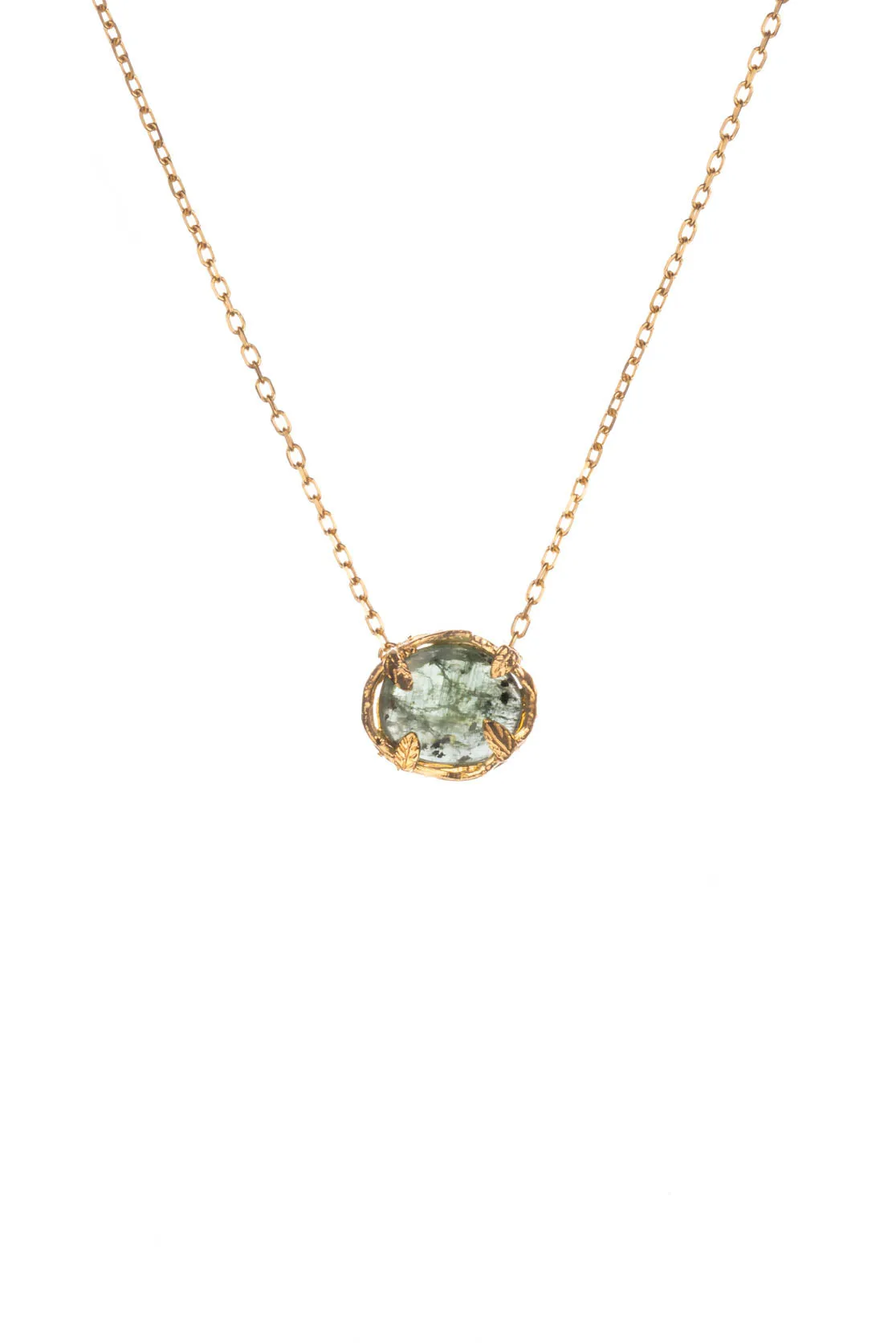 Botanical Nest Necklace with labradorite, ruby or kyanite gemstone