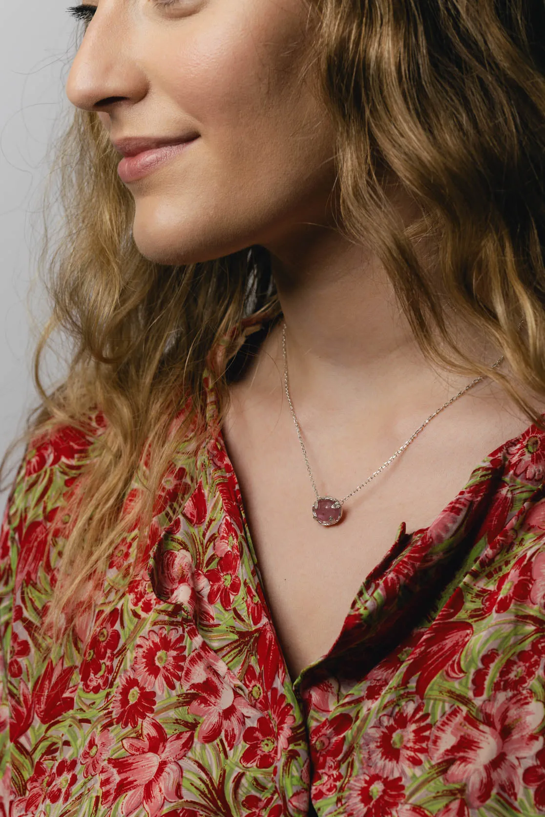 Botanical Nest Necklace with labradorite, ruby or kyanite gemstone