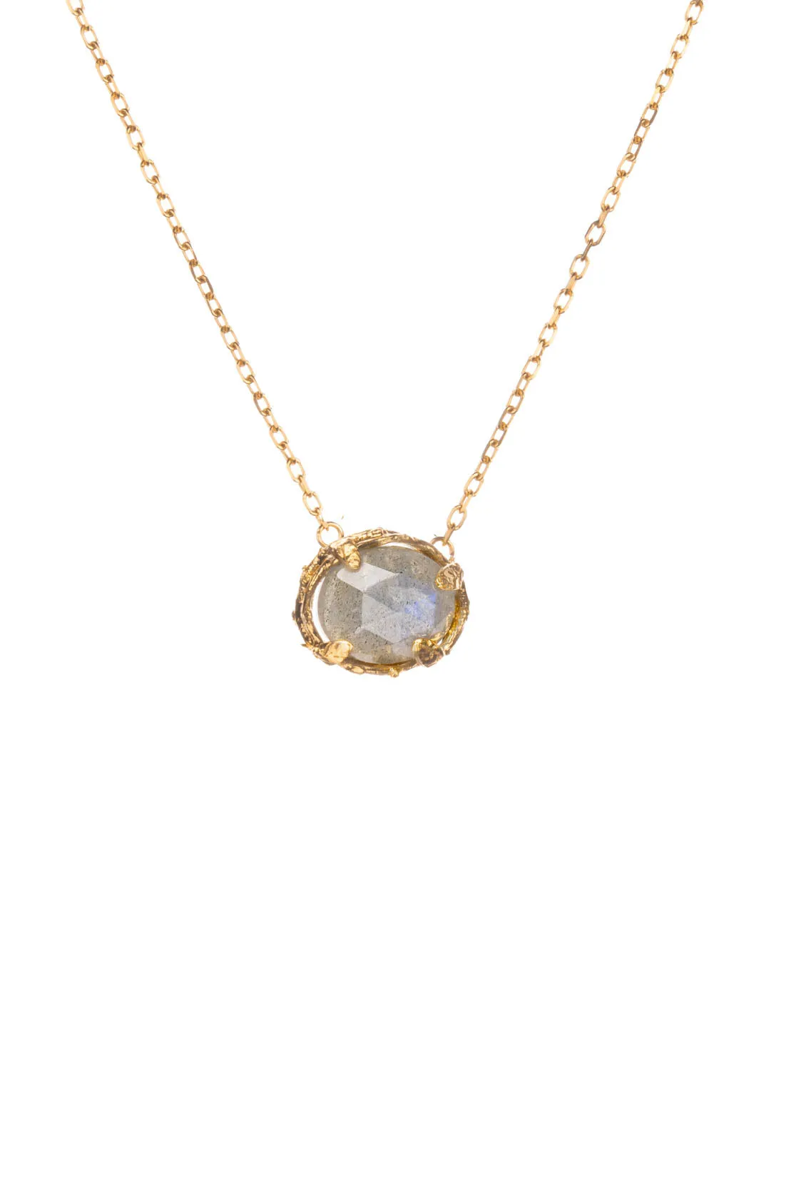 Botanical Nest Necklace with labradorite, ruby or kyanite gemstone