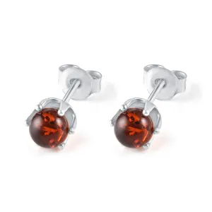 Cognac Baltic Amber Stud Earrings