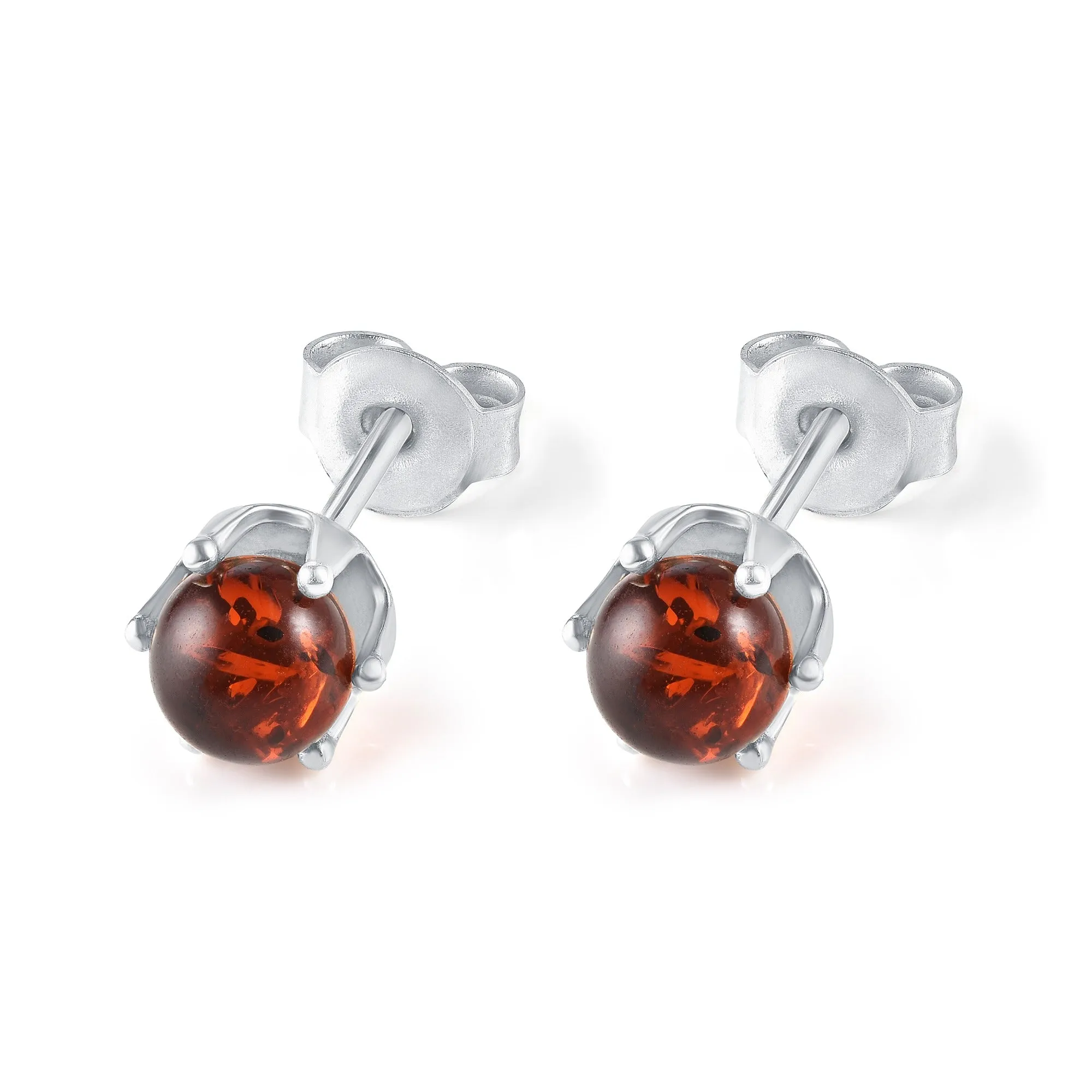 Cognac Baltic Amber Stud Earrings