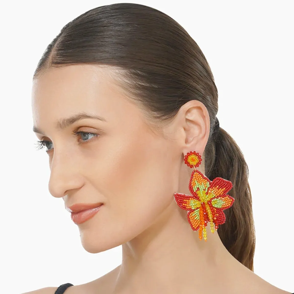 Coral Lily Earrings