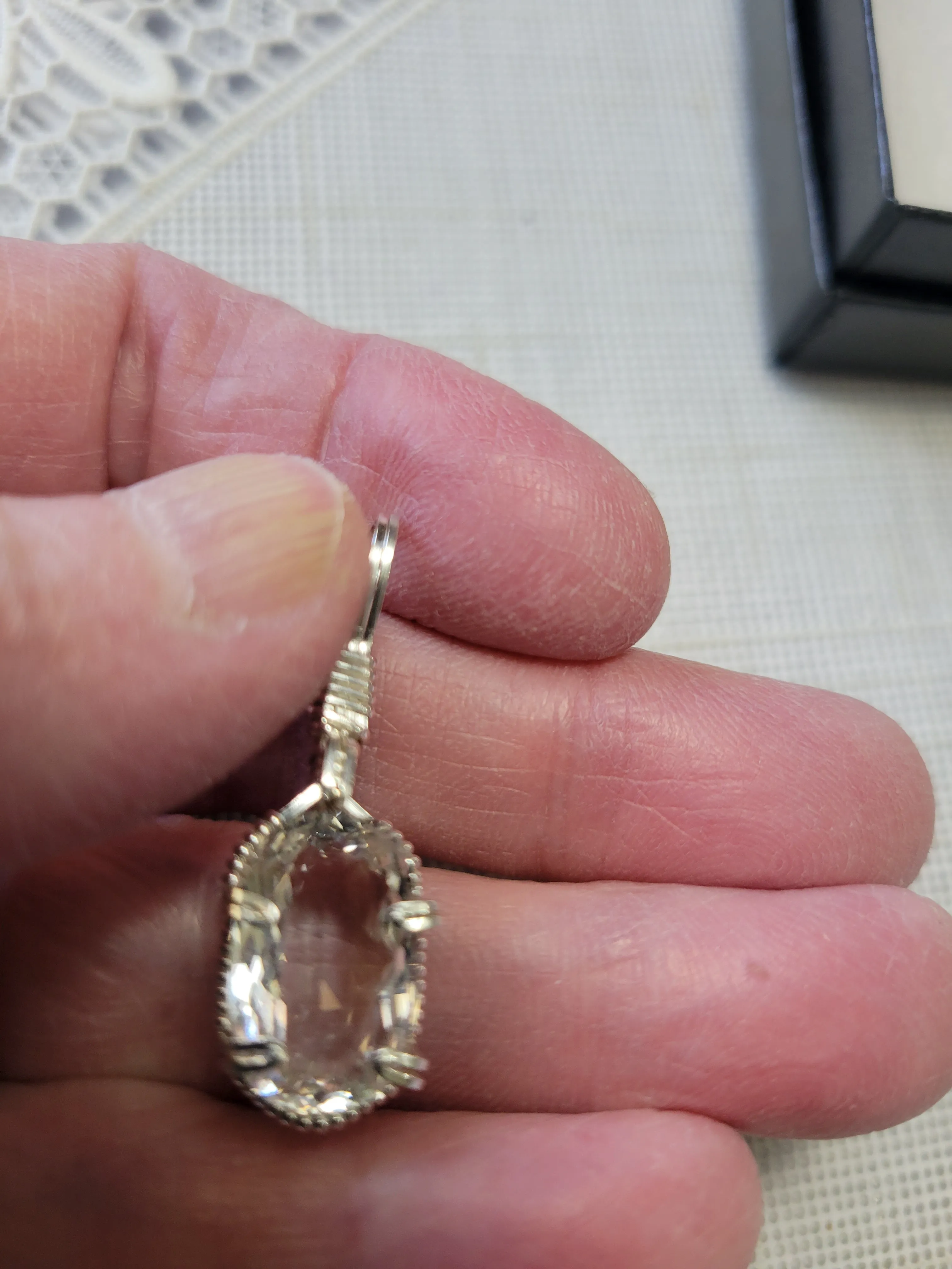Custom Wire Wrapped Faceted Silver Topaz 8.8 cts. Necklace/Pendant Sterling Silver