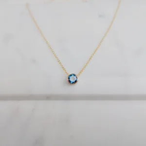 Dainty Blue Topaz Pendant Necklace – December Birthstone Gift for Her | Sterling Silver Delicate Jewelry