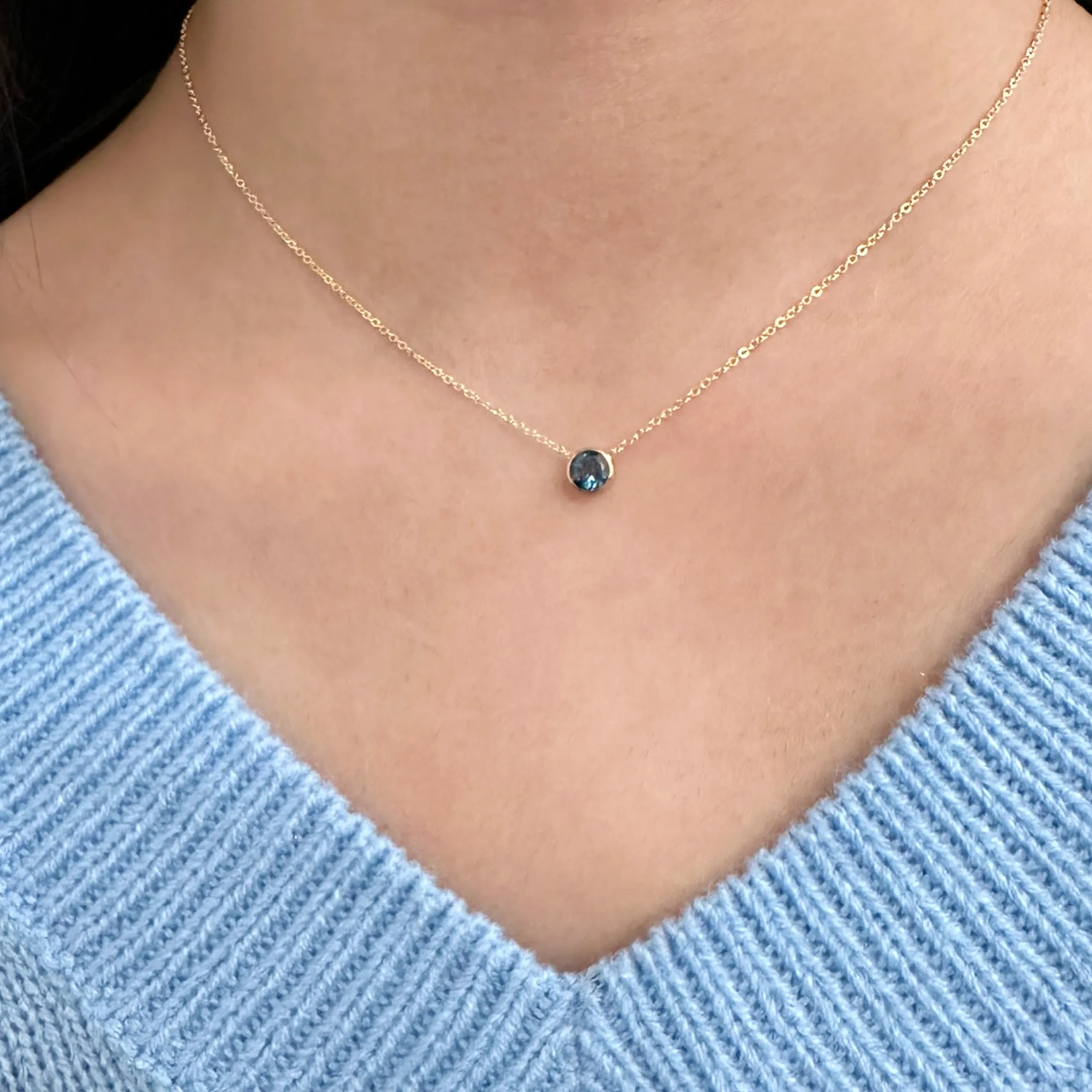 Dainty Blue Topaz Pendant Necklace – December Birthstone Gift for Her | Sterling Silver Delicate Jewelry
