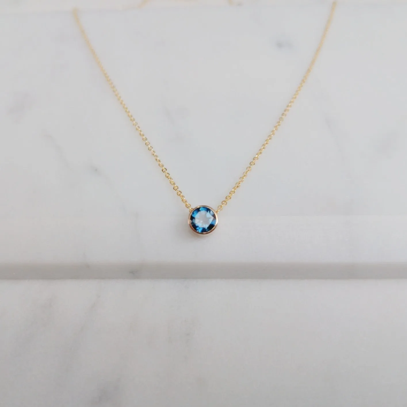 Dainty Blue Topaz Pendant Necklace – December Birthstone Gift for Her | Sterling Silver Delicate Jewelry