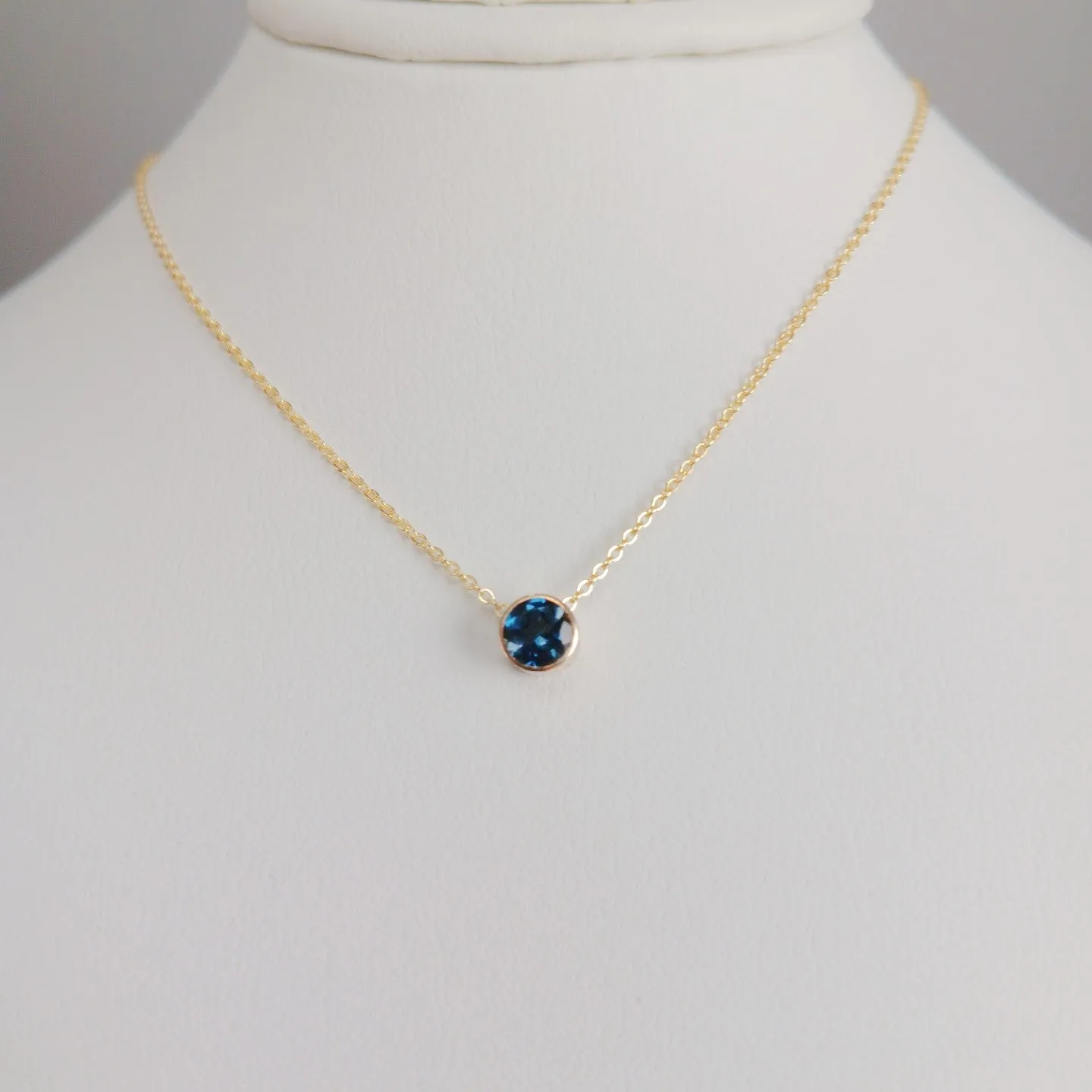 Dainty Blue Topaz Pendant Necklace – December Birthstone Gift for Her | Sterling Silver Delicate Jewelry