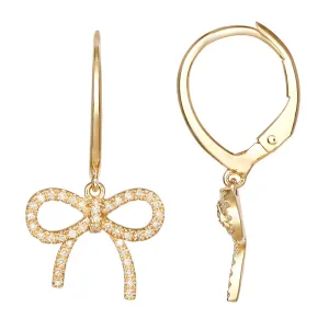 Dangling Bow Leverback Hoops
