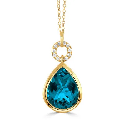 Diamond and London Blue Topaz Pendant