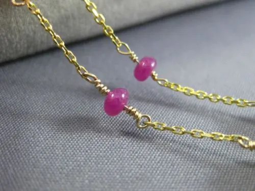 ESTATE AAA RUBY & PEARLS 14KT YELLOW GOLD 3D CLASSIC BY THE YARD NECKLACE #26222