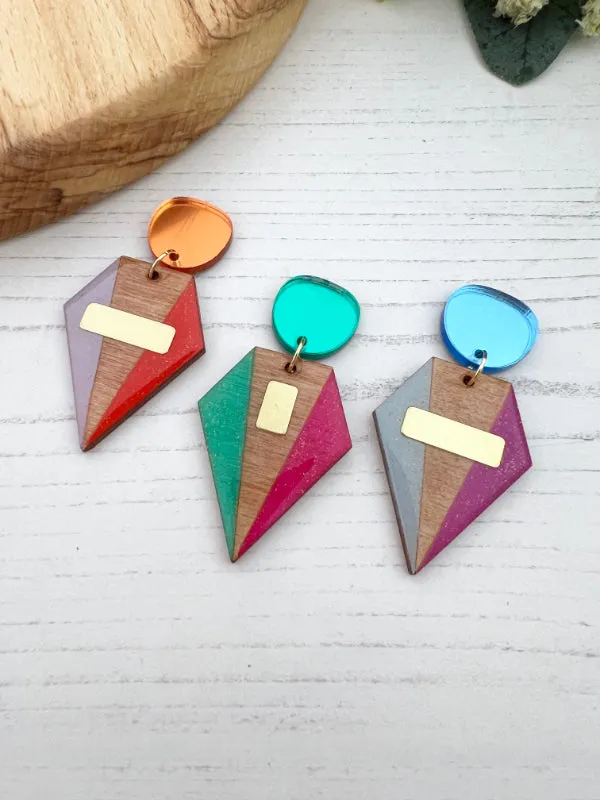 Geometric Colour Block Earrings in 3 Styles