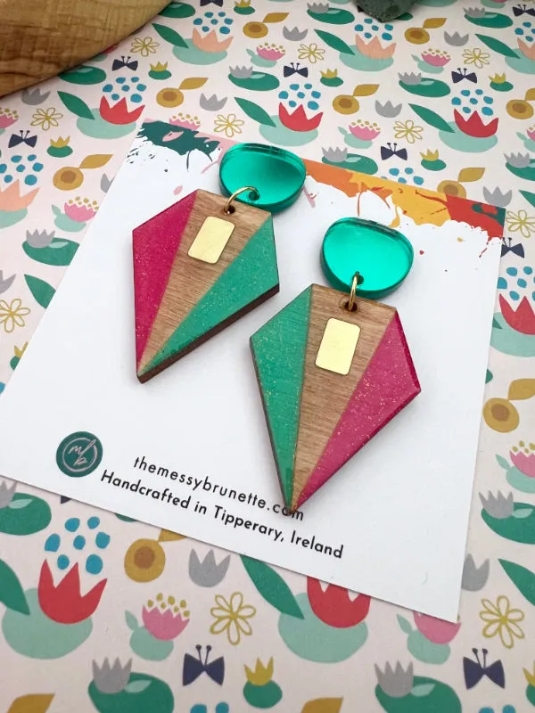 Geometric Colour Block Earrings in 3 Styles