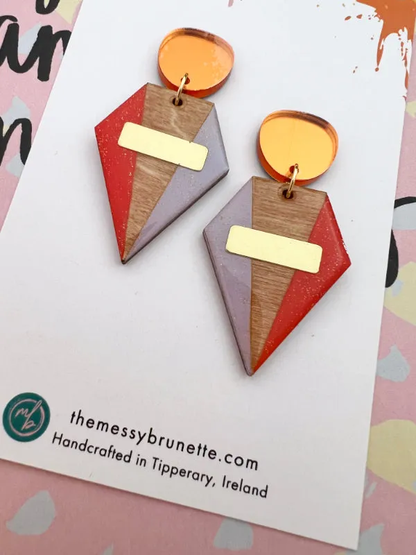 Geometric Colour Block Earrings in 3 Styles