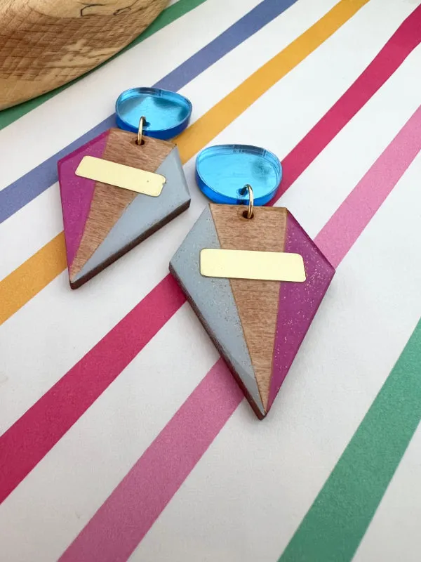 Geometric Colour Block Earrings in 3 Styles