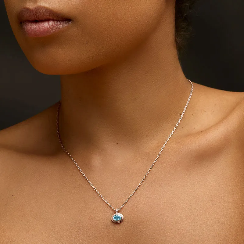 Greco Mini Necklace, Blue Topaz, Silver