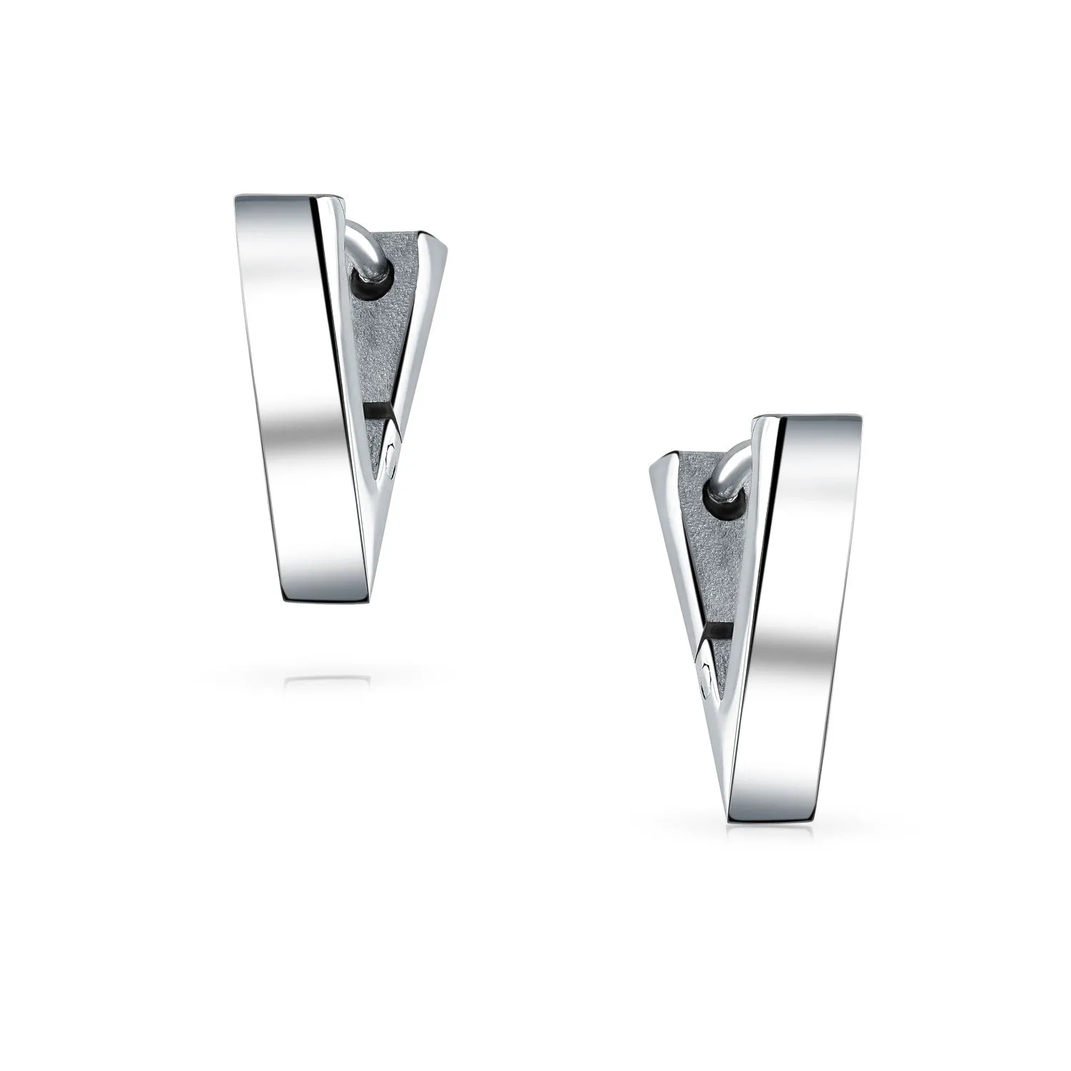 Hoop Earrings Silver Rose Gold Tone Plated Stainless Steel
