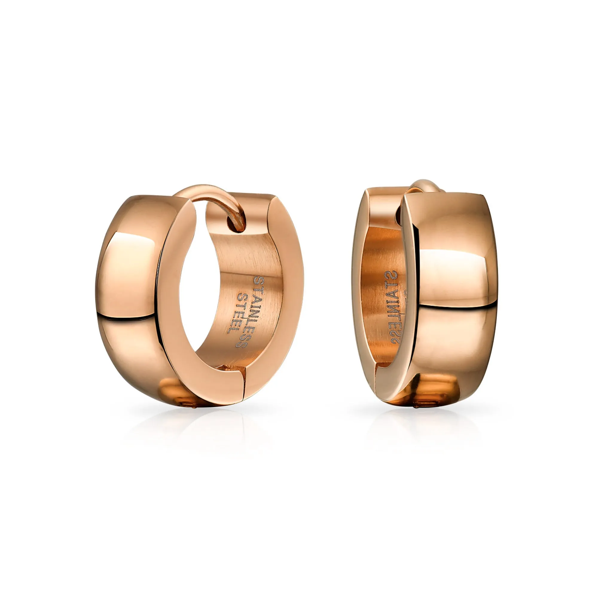 Hoop Earrings Silver Rose Gold Tone Plated Stainless Steel