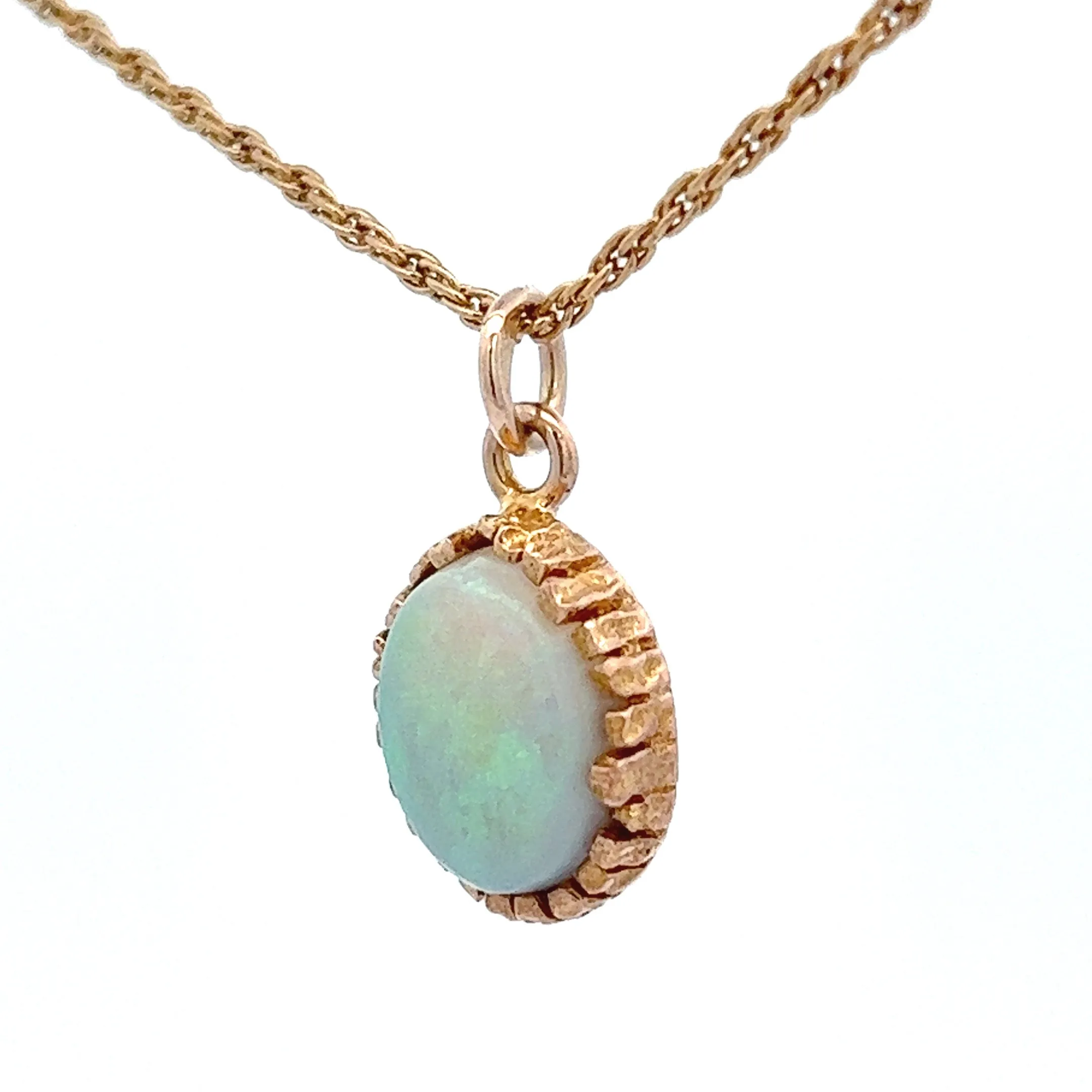Light Opal & Yellow Gold Pendant