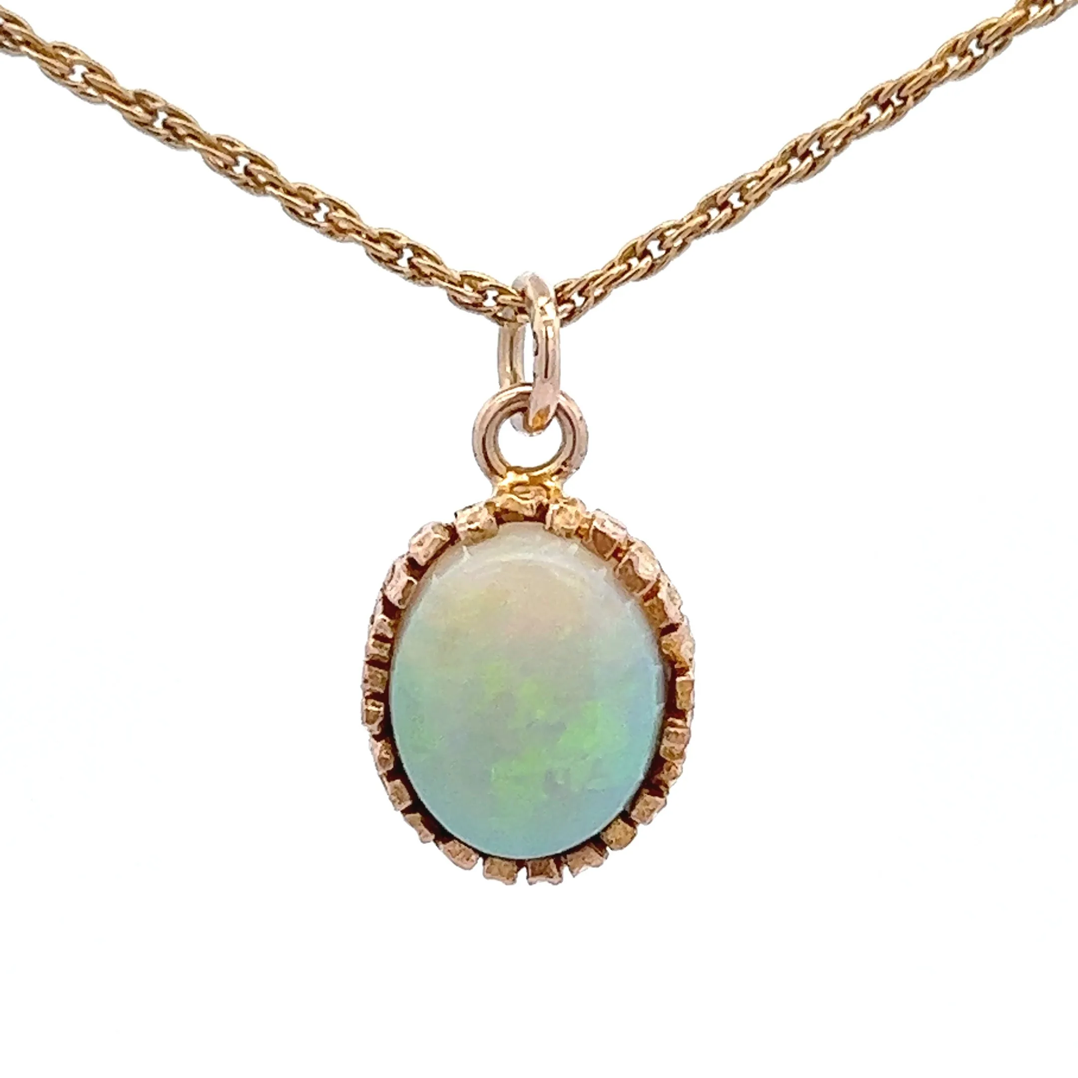 Light Opal & Yellow Gold Pendant