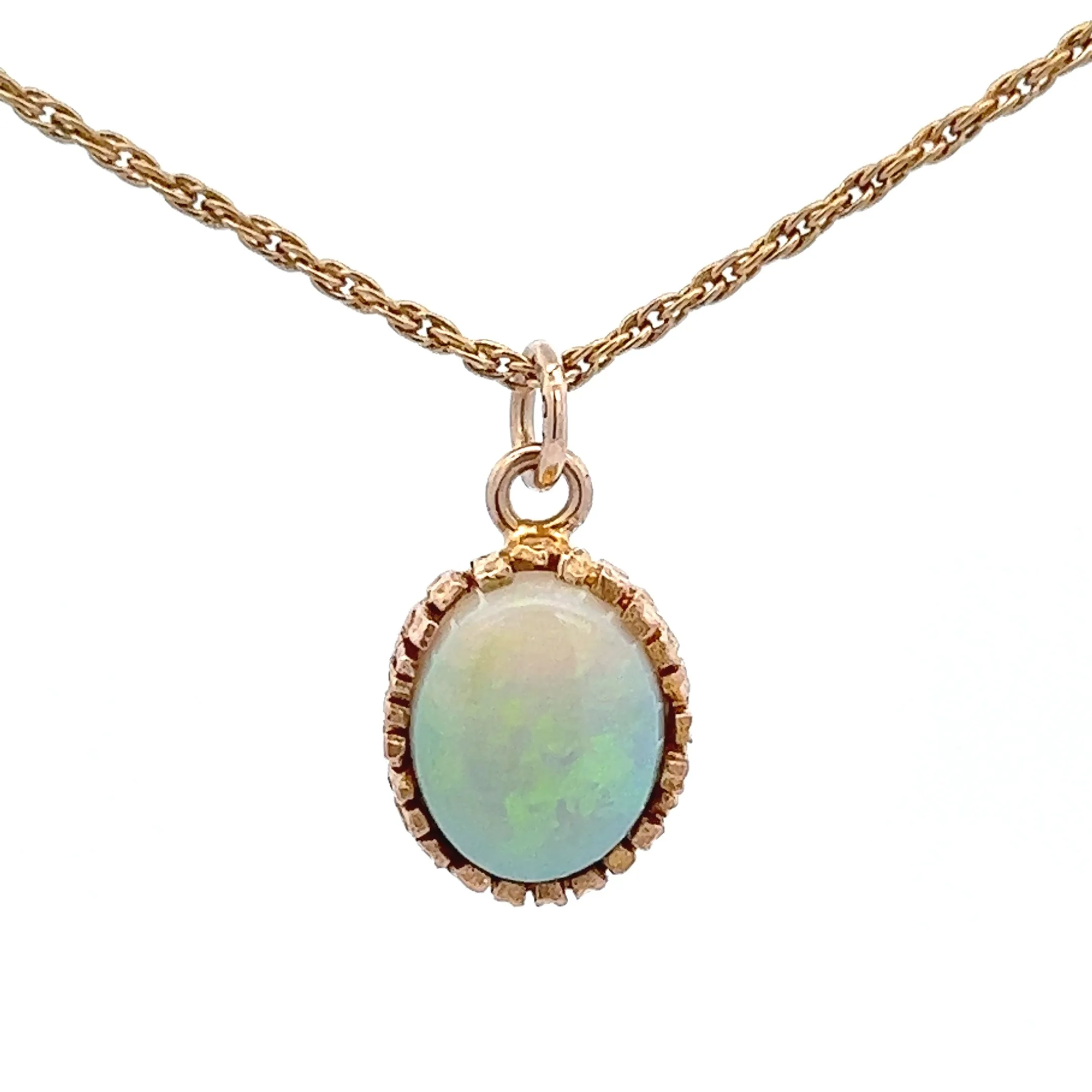 Light Opal & Yellow Gold Pendant