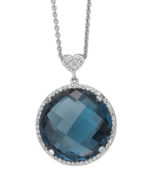 London Blue Topaz and Diamond Necklace by Lisa Nik
