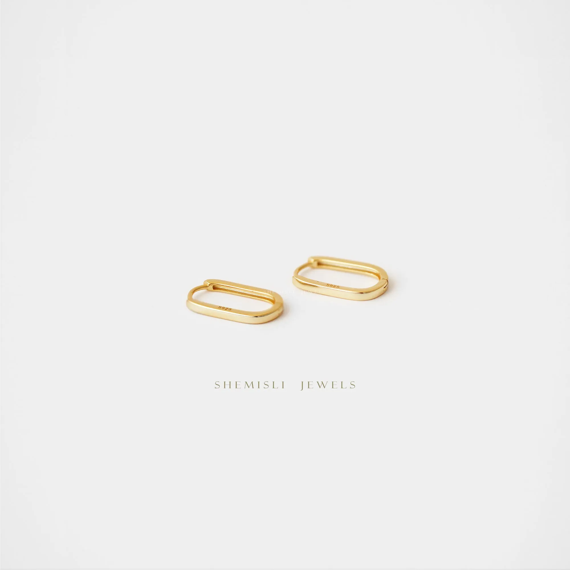 Long Oval Hoop Earrings, Unisex, Gold, Silver SHEMISLI - SH209