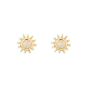 Moonstone Sunray Stud Earrings