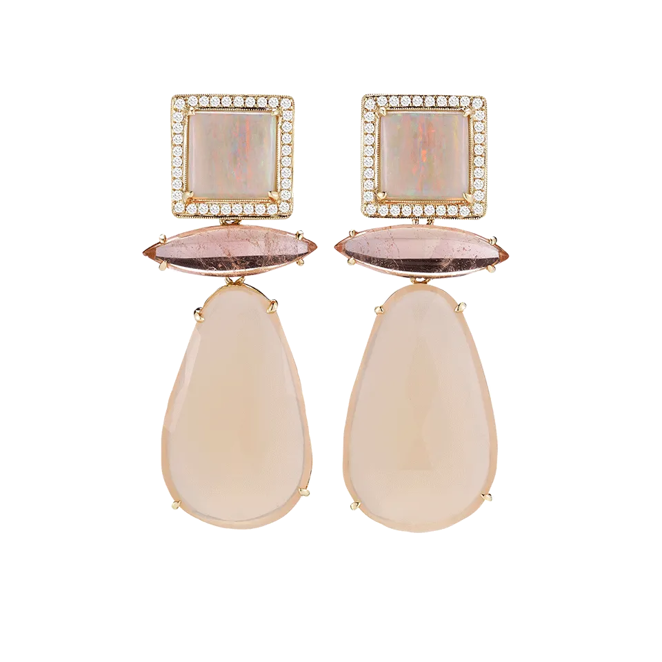 Opal And Moonstone Earrings
