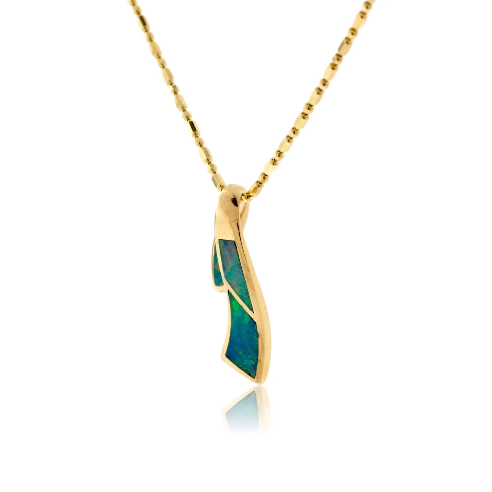 Opal Inlay Free Form Style Pendant