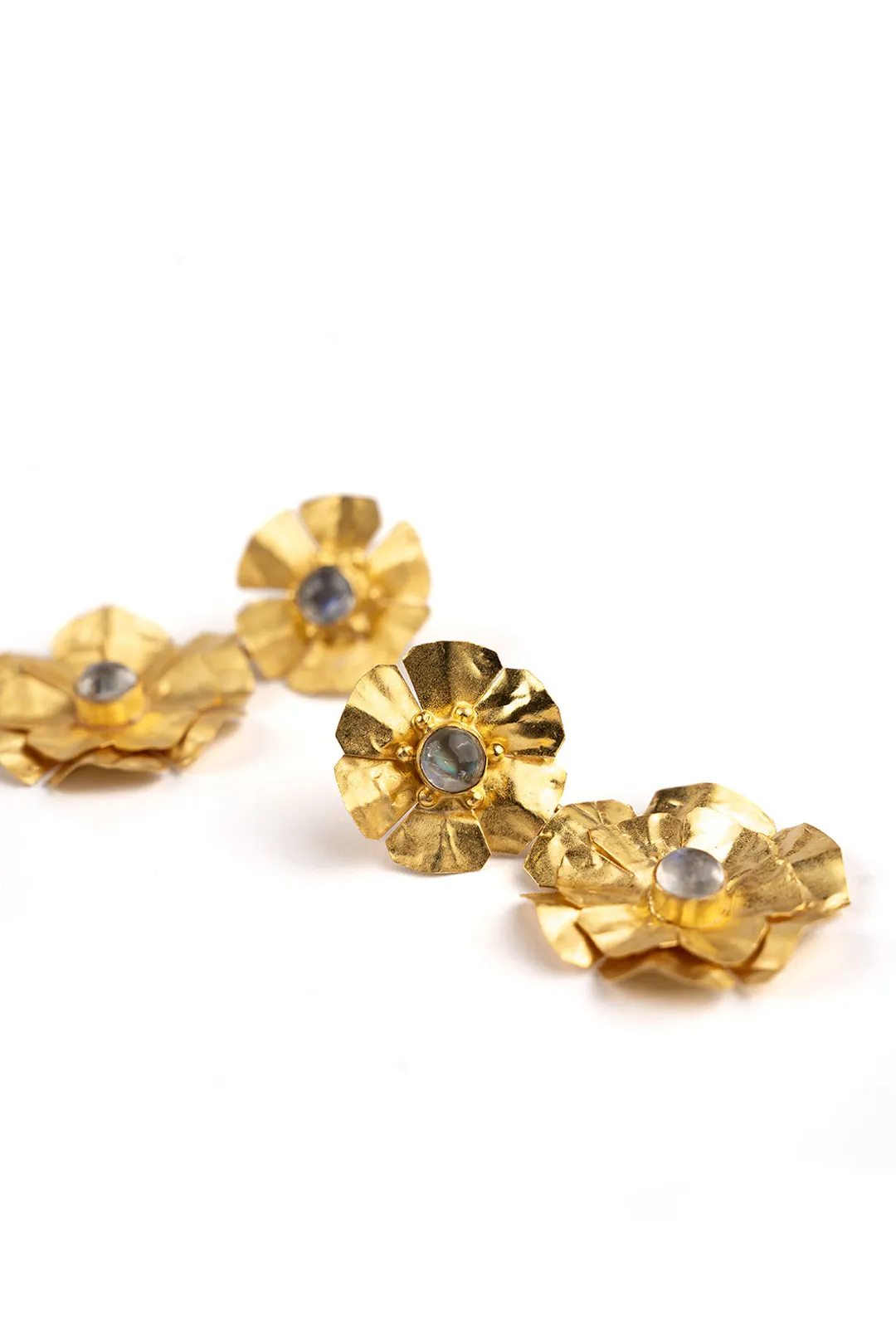 Rainbow Moonstone Duo Floral Earring