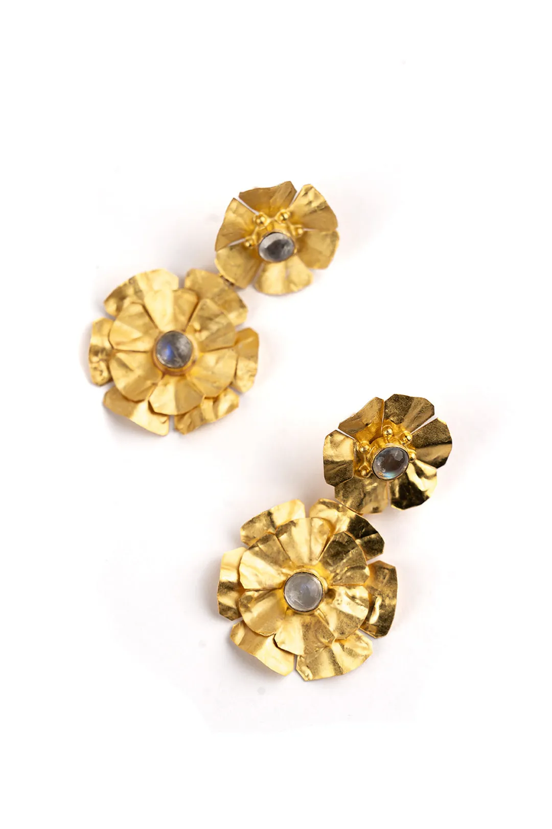 Rainbow Moonstone Duo Floral Earring