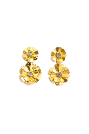 Rainbow Moonstone Duo Floral Earring