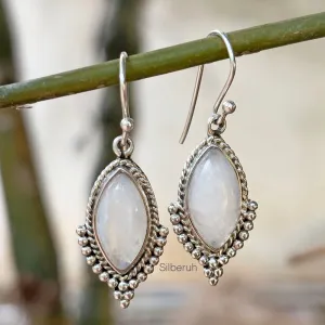 Rainbow Moonstone Marquise Silver Earring