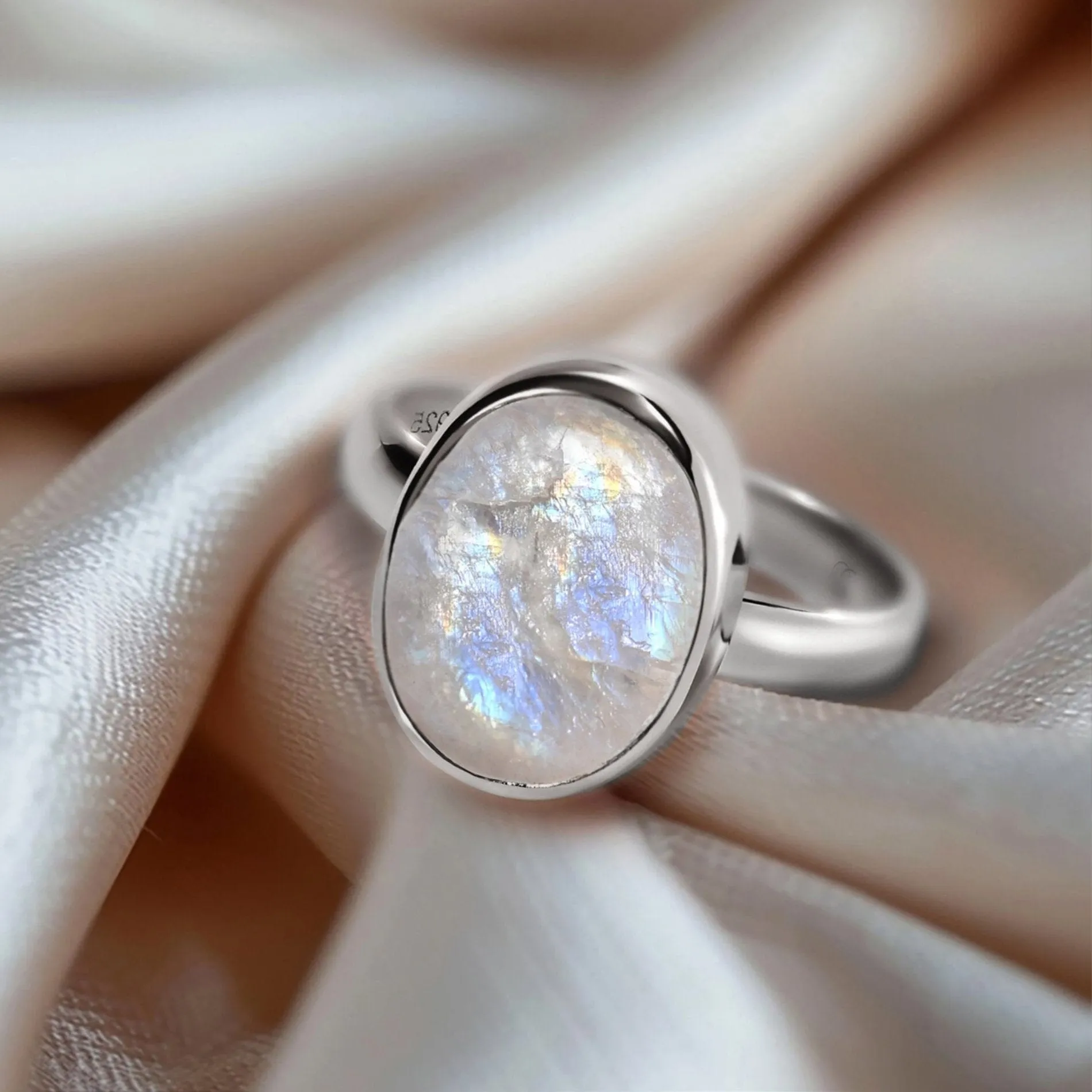 Raw Crystal Ring - Enfolded Moonstone