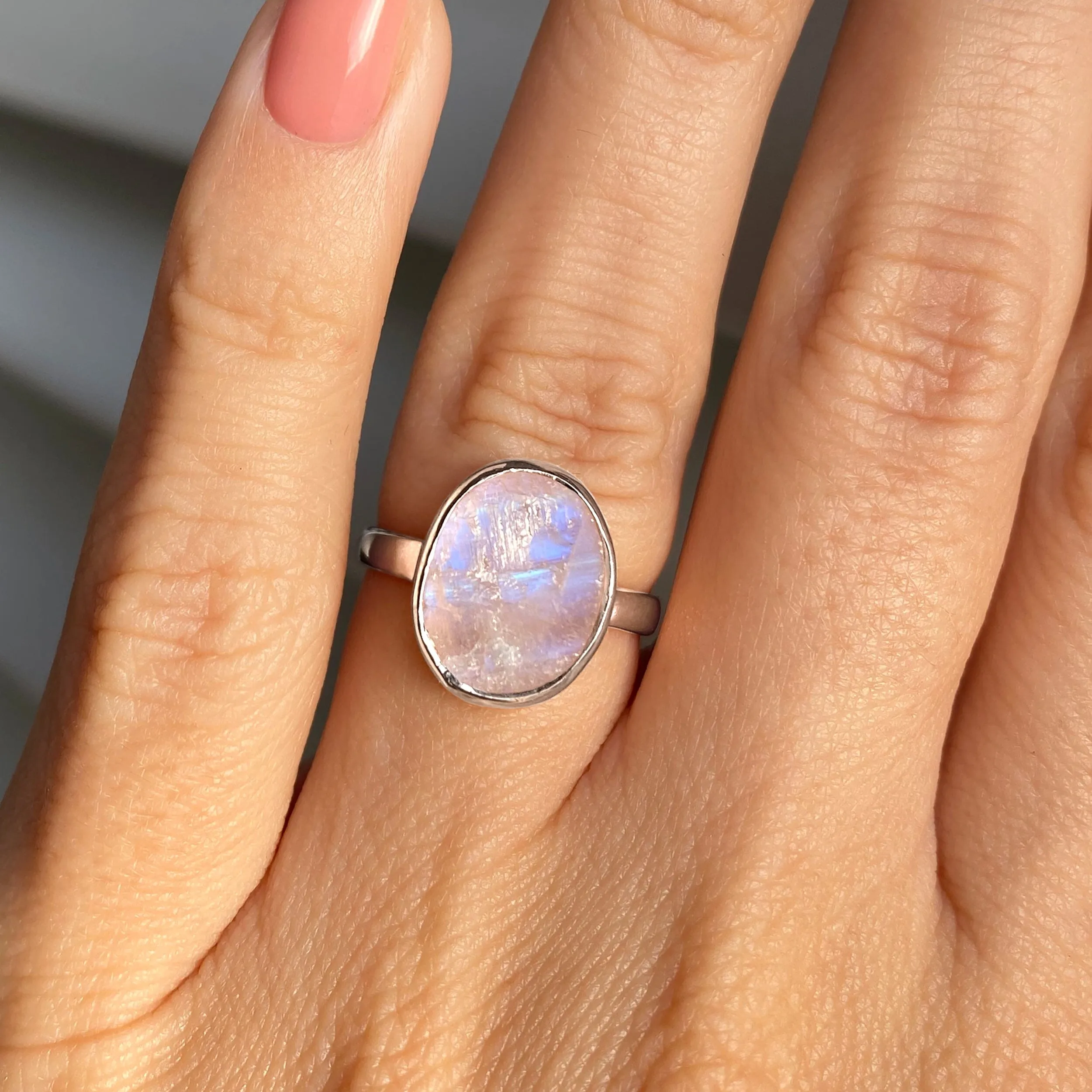 Raw Crystal Ring - Enfolded Moonstone