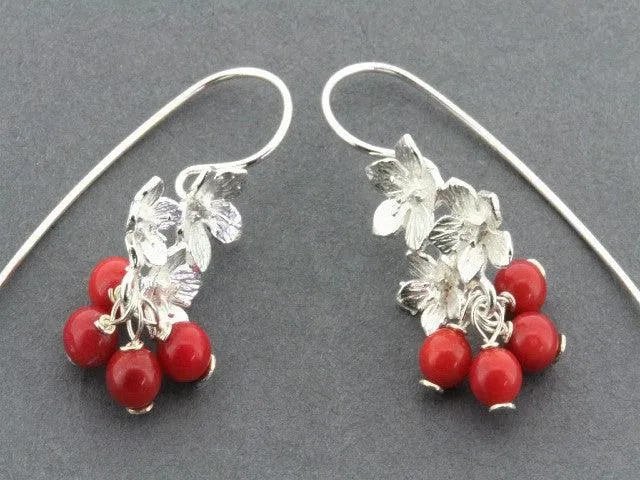 red coral verbena earrings