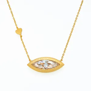 Statement Blue Topaz Eye Necklace in white Topaz Vermeil Gold