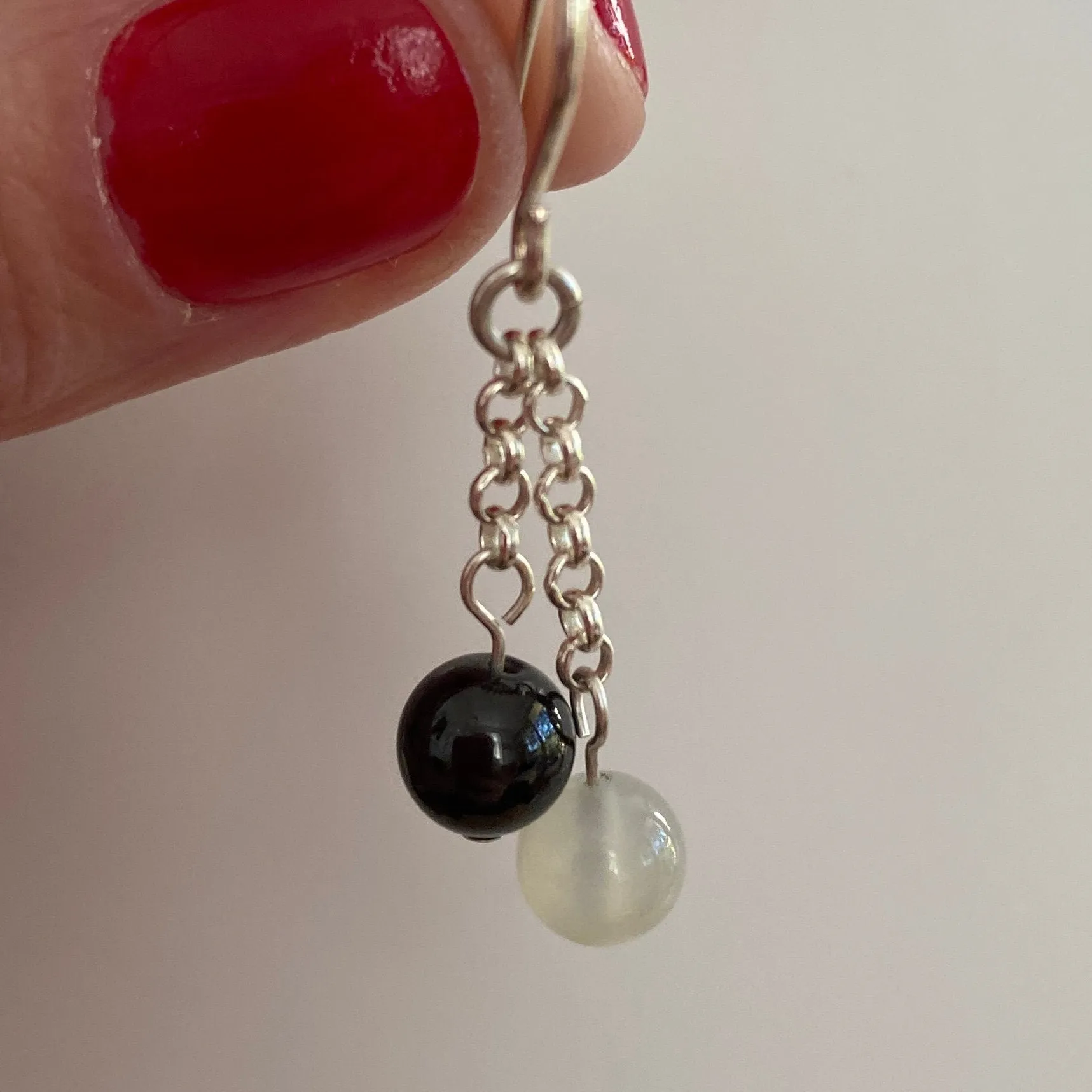 Sterling Silver Moonstone & Red Garnet Earrings