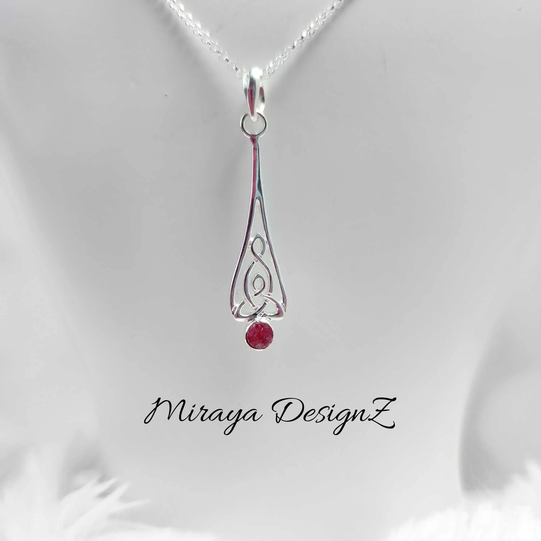 Tiny Ruby Sterling Silver Necklace